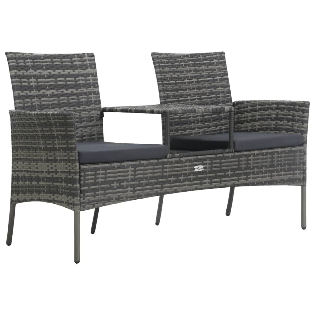 vidaXL 2-Seater Garden Sofa with Tea Table Poly Rattan Anthracite