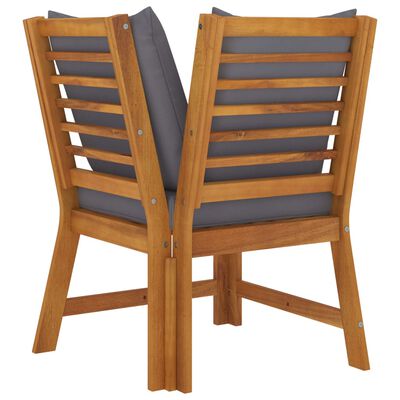 vidaXL 3 Piece Garden Lounge Set with Dark Grey Cushion Solid Acacia Wood