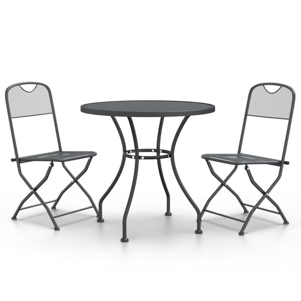 vidaXL 3 Piece Garden Dining Set Expanded Metal Mesh Anthracite