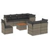 vidaXL 9 Piece Garden Sofa Set with Cushions Grey Poly Rattan