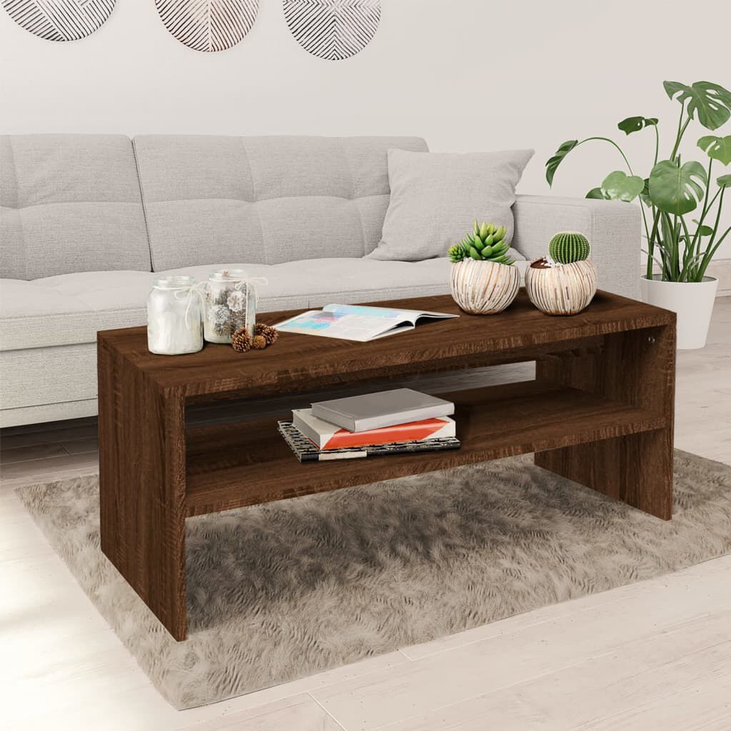 vidaXL Coffee Table Brown Oak 100x40x40 cm Engineered Wood