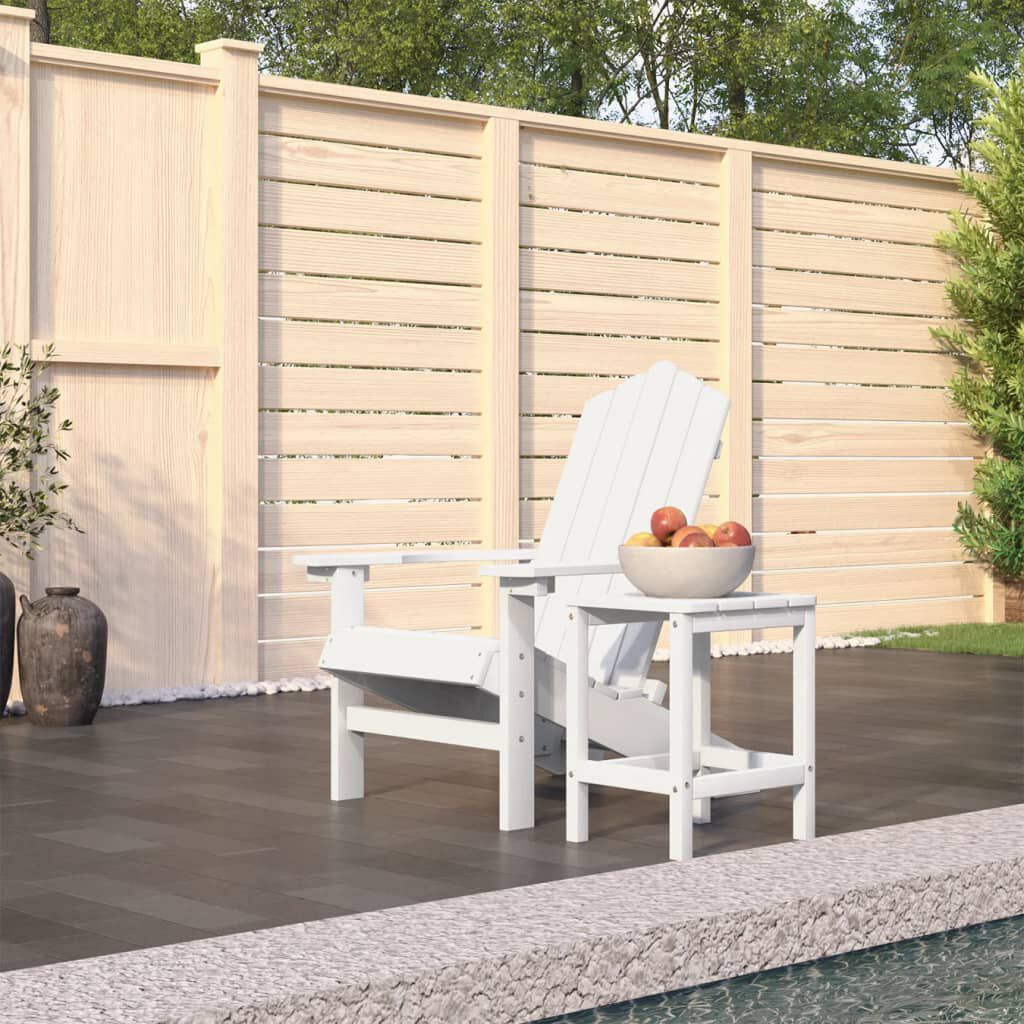 vidaXL Garden Adirondack Chair with Table HDPE White