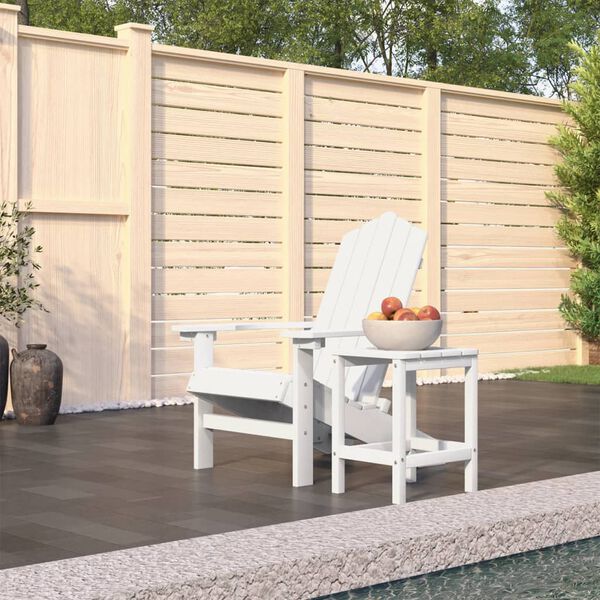 vidaXL Garden Adirondack Chair with Table HDPE White