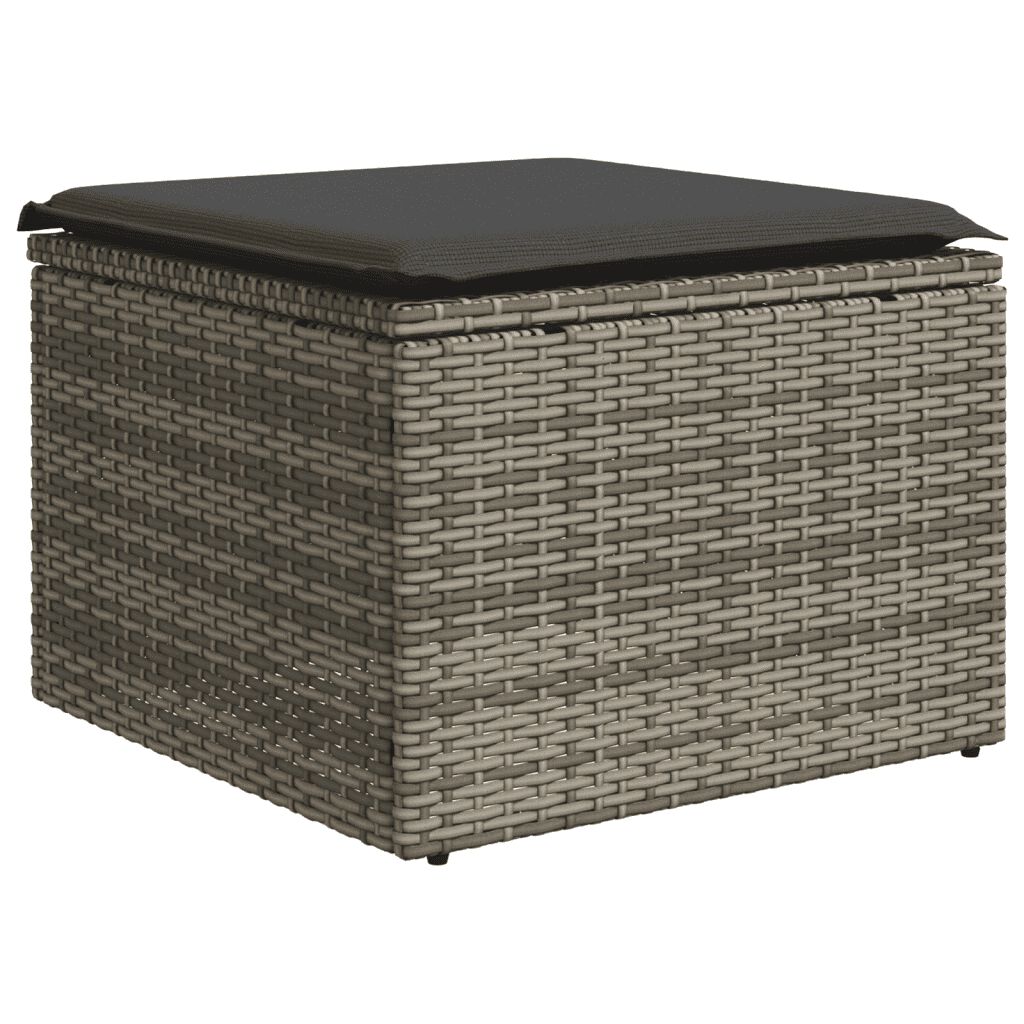 vidaXL 9 Piece Garden Sofa Set with Cushions Grey Poly Rattan