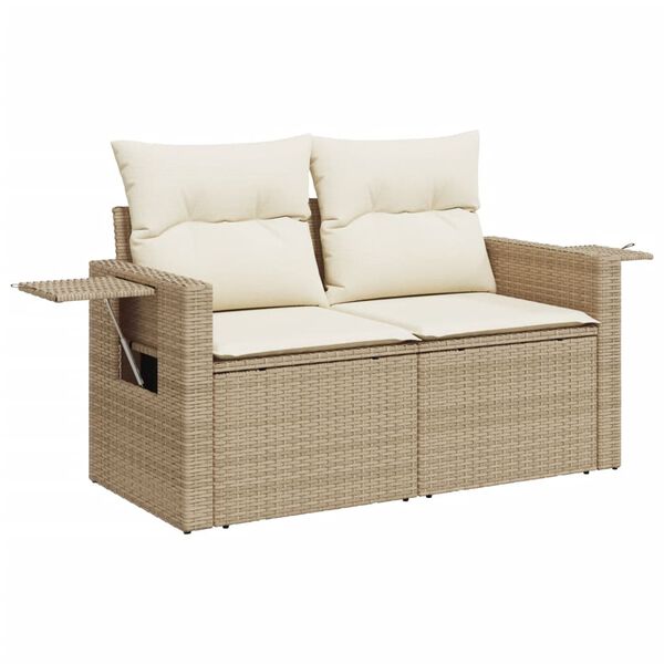 vidaXL 6 Piece Garden Sofa Set with Cushions Beige Poly Rattan