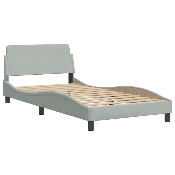 vidaXL Bed Frame without Mattress "Hanko" Light Grey 100x203 cm Velvet