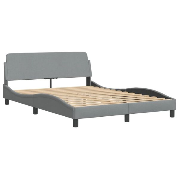 vidaXL Bed Frame with LED without Mattress "Hvar" Light Grey 137x190 cm Fabric