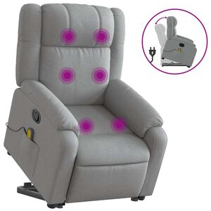 vidaXL Stand up Massage Recliner Chair Light Grey Fabric