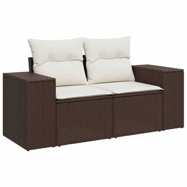 vidaXL 9 Piece Garden Sofa Set with Cushions Brown Poly Rattan
