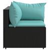 vidaXL Garden Corner Sofa with Cushions Black Poly Rattan