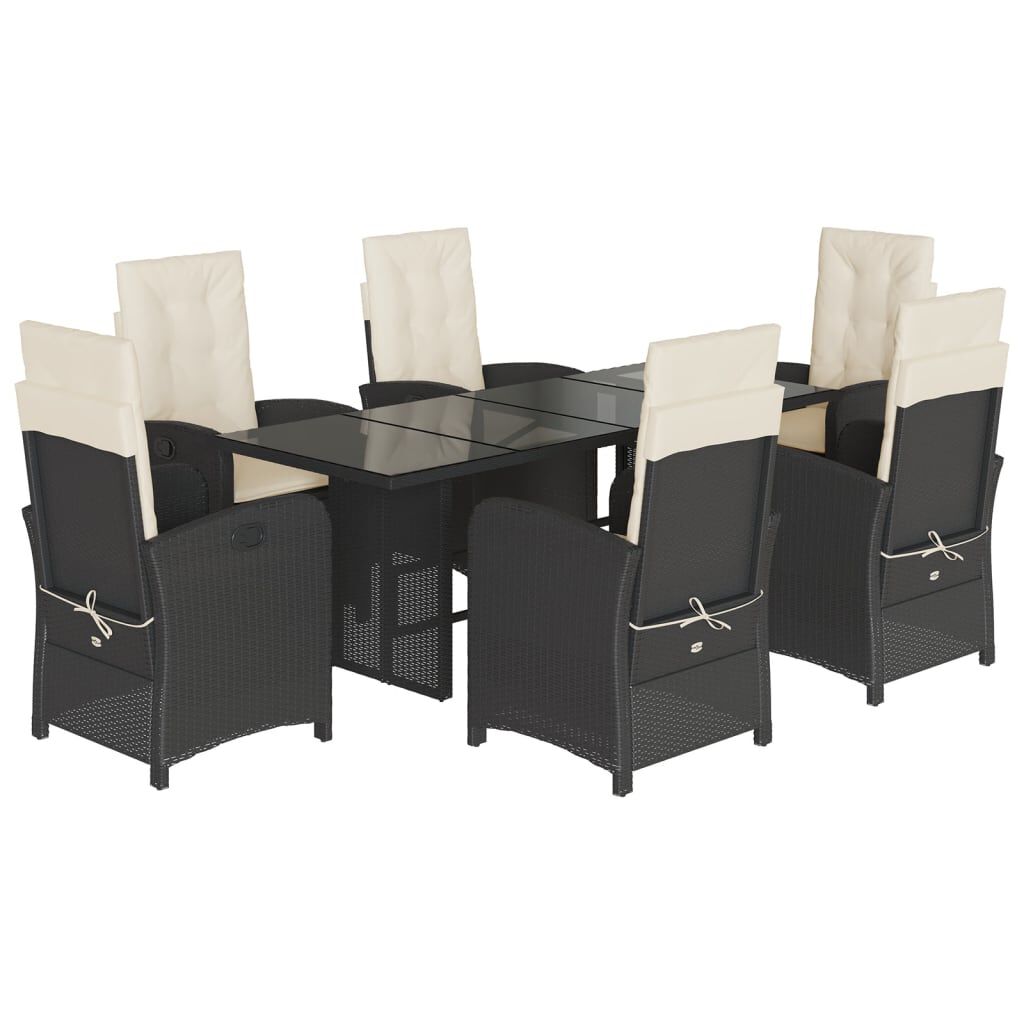 vidaXL 9 Piece Garden Dining Set with Cushions Beige Poly Rattan
