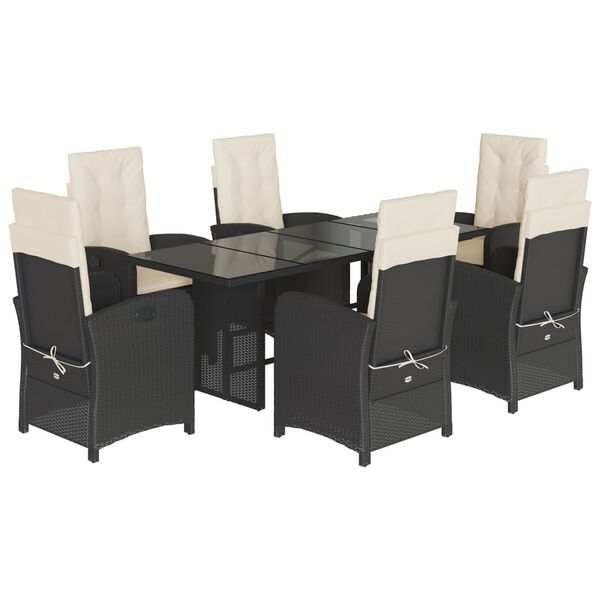 vidaXL 9 Piece Garden Dining Set with Cushions Beige Poly Rattan