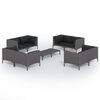 vidaXL 9 Piece Garden Lounge Set with Cushions Poly Rattan Dark Grey