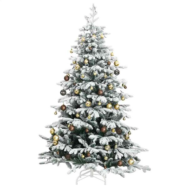 vidaXL Artificial Hinged Christmas Tree 300 LEDs & Ball Set 210 cm