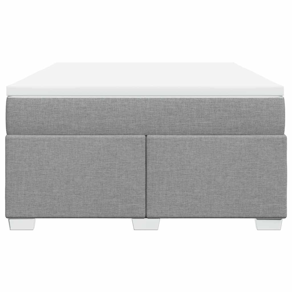 vidaXL Box Spring Bed with Mattress Light Grey Queen Fabric