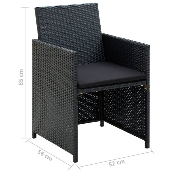 vidaXL 4 Piece Garden Lounge Set with Cushions Poly Rattan Black