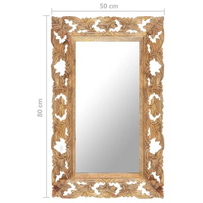 vidaXL Hand Carved Mirror Brown 80x50 cm Solid Mango Wood