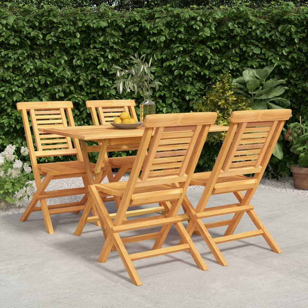 vidaXL 5 Piece Garden Dining Set Solid Wood Teak