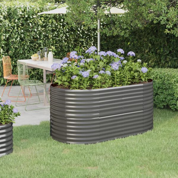 vidaXL Garden Raised Bed Powder-coated Steel 152x80x68 cm Grey