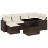 vidaXL 7 Piece Garden Sofa Set with Cushions Brown Poly Rattan