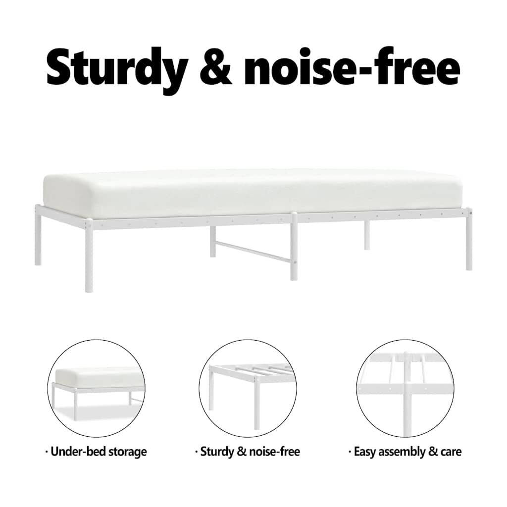 vidaXL Metal Bed Frame without Mattress White 100x190cm