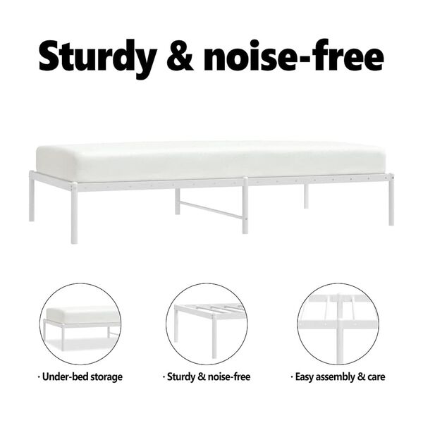 vidaXL Metal Bed Frame without Mattress White 100x190cm