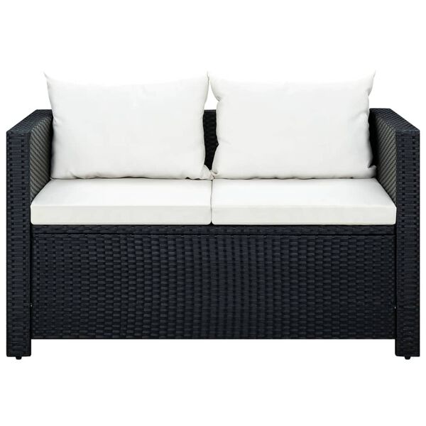 vidaXL 3 Piece Garden Lounge Set with Cushions Poly Rattan Black