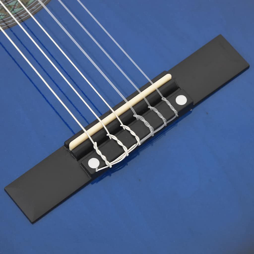 vidaXL 8 Piece Classical Guitar Beginner Set Blue 3/4 36"