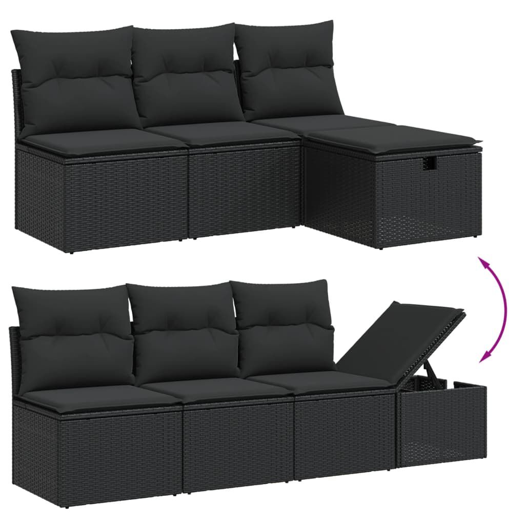 vidaXL 7 Piece Garden Sofa Set with Cushions Brown Poly Rattan