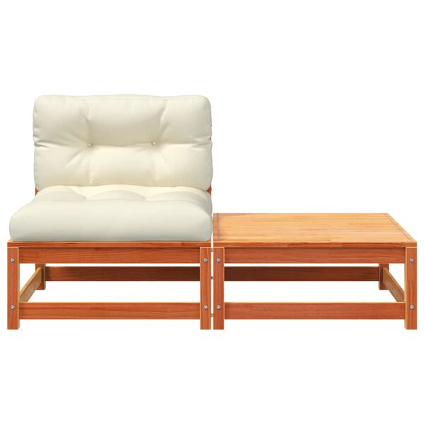 vidaXL Garden Sofa Armless with Cushions and Footstool