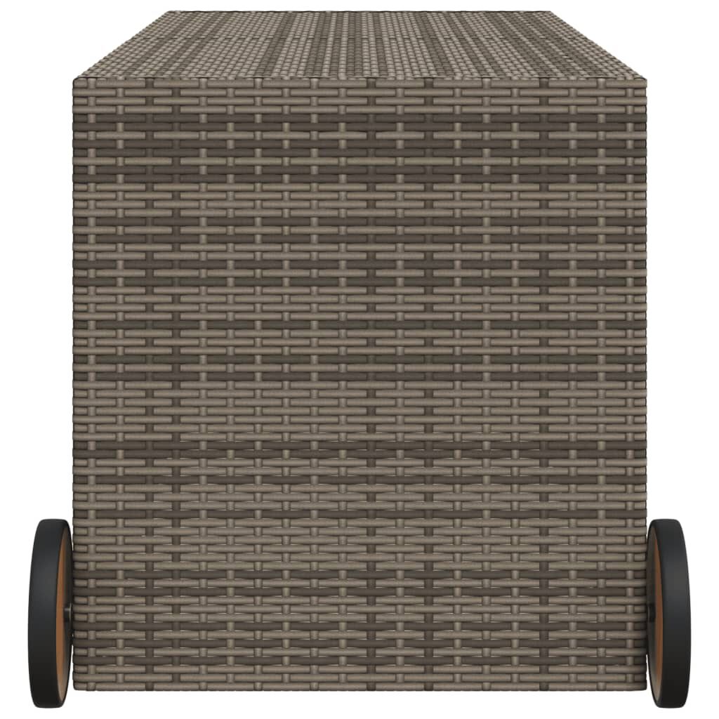 vidaXL Garden Storage Box with Wheels Grey 283L Poly Rattan