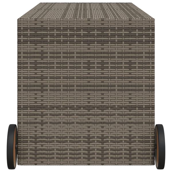 vidaXL Garden Storage Box with Wheels Grey 283L Poly Rattan