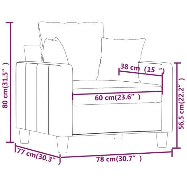 vidaXL Sofa Chair Black 60 cm Fabric