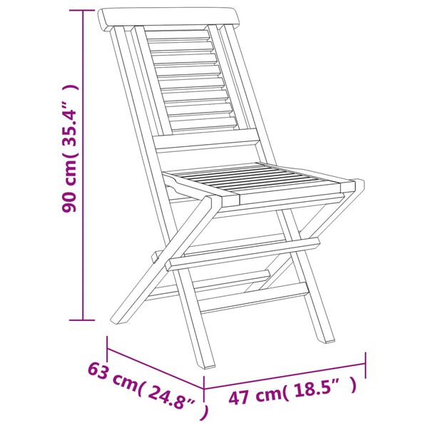 vidaXL Folding Garden Chairs 6 pcs 47x63x90 cm Solid Wood Teak