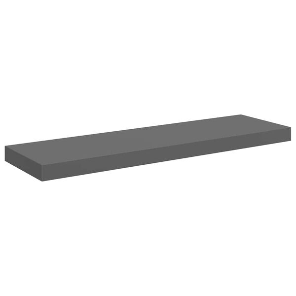 vidaXL Floating Wall Shelf High Gloss Grey 80x23.5x3.8 cm MDF