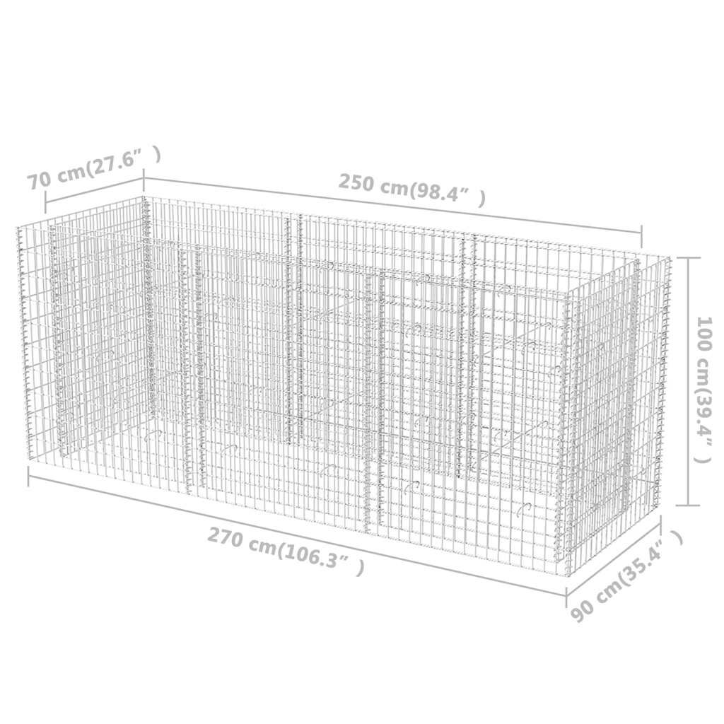 vidaXL Gabion Raised Bed Steel 270x90x100 cm