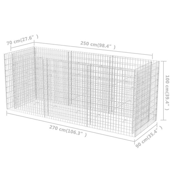 vidaXL Gabion Raised Bed Steel 270x90x100 cm