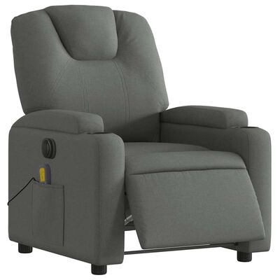 vidaXL Electric Massage Recliner Chair Dark Grey Fabric