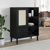 vidaXL Highboard SENJA Rattan Look Black 90x40x112cm Solid Wood Pine