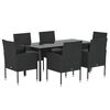 vidaXL 7 Piece Garden Dining Set with Cushions Black Poly Rattan