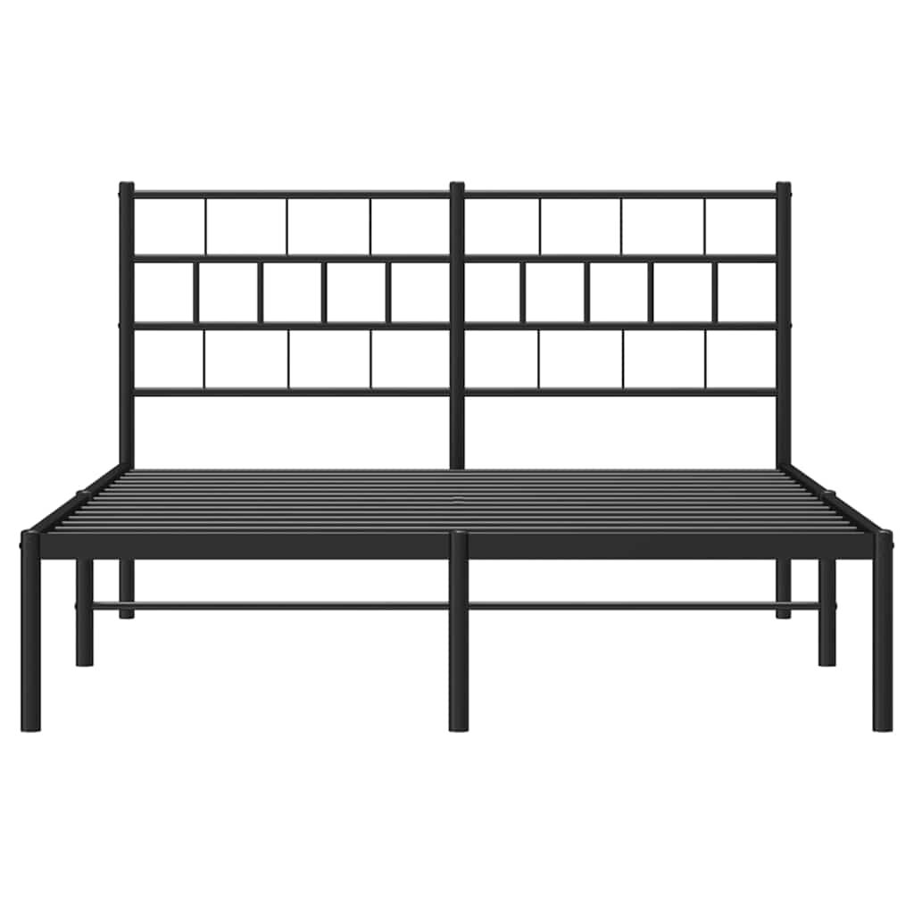 vidaXL Metal Bed Frame without Mattress with Headboard Black 135x190cm