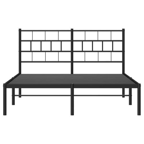 vidaXL Metal Bed Frame without Mattress with Headboard Black 135x190cm