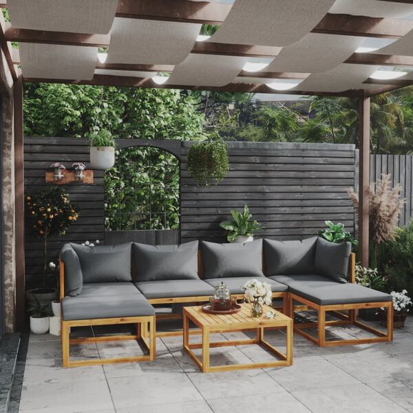 vidaXL 7 Piece Garden Lounge Set with Cushion Solid Acacia Wood