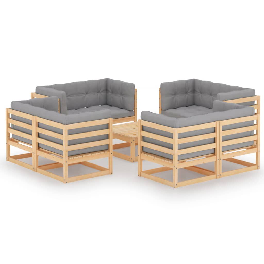 vidaXL 9 Piece Garden Lounge Set with Cushions Solid Pinewood