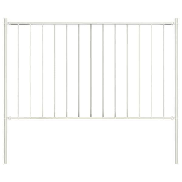 vidaXL Fence Panel with Posts Powder-coated Steel 1.7x1.25 m White