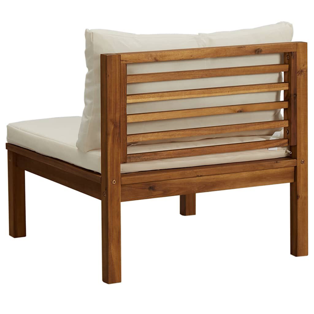 vidaXL Sectional Middle Sofa with Cream White Cushion Acacia Wood