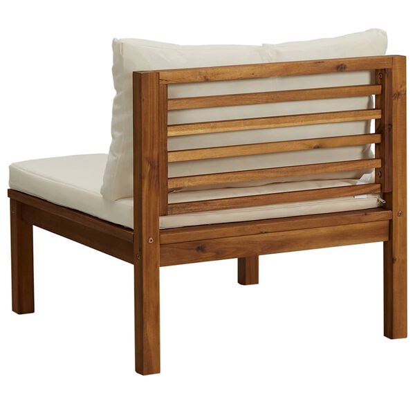 vidaXL Sectional Middle Sofa with Cream White Cushion Acacia Wood
