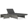 vidaXL Reclining Garden Chairs 2 pcs with Table Grey Poly Rattan