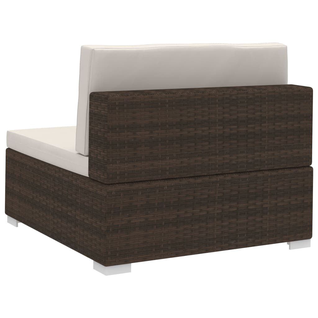 vidaXL 4 Piece Garden Sofa Set with Cushions Poly Rattan Brown