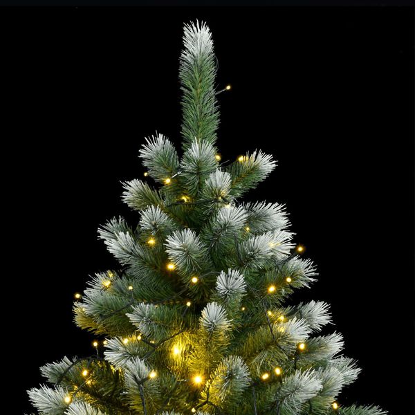 vidaXL Artificial Hinged Christmas Tree 300 LEDs & Flocked Snow 210 cm